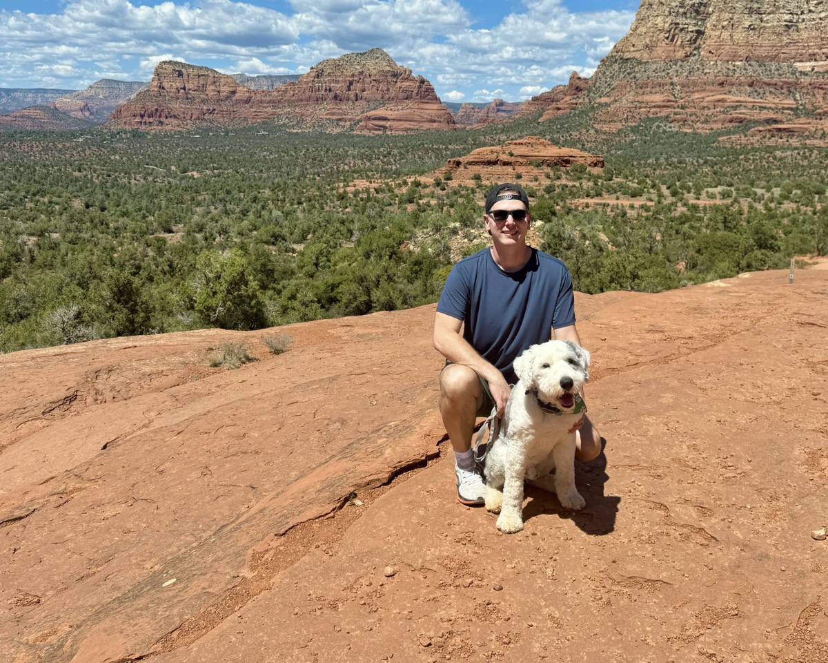 Ryan Bednar and his Old English Sheepdog Rondo